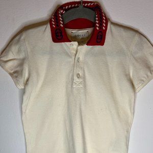 Gucci Ivory GG Logo Cotton Polo
